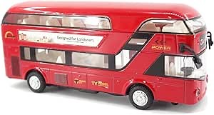 London Double Decker Bus Routemaster City Tourist Closed Top Diecast Openable Doors, 1/50 Scale Double Decker Bus Model, Red
