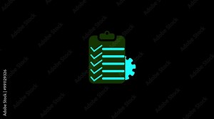 Project managements icon animation .Documents file and Gear icon isolated .ck background .