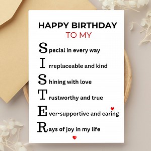 Sister Birthday Card Instant Download | Printable | Happy Birthday to My Sister | Birthday Card | Amazing | Loving | Devoted Sister | Digit - Etsy