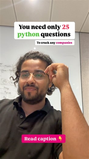 Tarun Khandagare | Tech | Career Guidance | Job on Instagram: "Follow @me_tarun.khandagare and I will DM you the answer sheet. ✅✅ Here are the 25 Python interview questions directly without headings: What are Python’s key features? What is the difference between list, tuple, and set in Python? What is a dictionary in Python? How is it different from a list? What are mutable and immutable types in Python? Give examples. What are Python’s data types? What are *args and **kwargs in Python functions