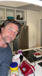 Martin Henderson on Instagram: "Throwing it all together for the final stage of our pavlova ambitions. No cream, no problem for Alex as she improvises her way around the kitchen"