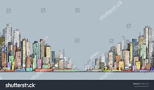 City Panorama Hand Drawn Cityscape Vector Stock Vector (Royalty Free) 547812418 | Shutterstock