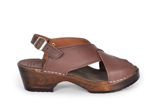Brown Leather Clogs, Astoria Crossover Sandals, Open Toe - Etsy Australia