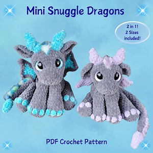 Mini Snuggle Dragons Crochet Pattern, 2 in 1 Dragon Pattern, Crochet Baby Dragon, PDF - Etsy