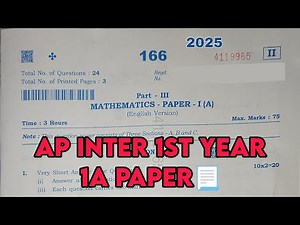 Ap Inter 1st Year 1A Paper📃 || 2025 Paper || Maths 1A 2025 Paper⬇️