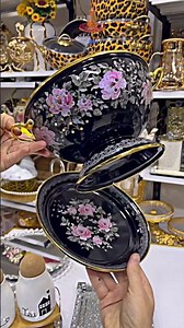 Luxury Floral Serving Bowl with Gold Stand | Şık Sunum Kasesi | وعاء تقديم فاخر للمائدة #اكسبلور