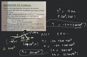 PROPERTIES OF NORMALWe have following properties of normal to ... | Filo
