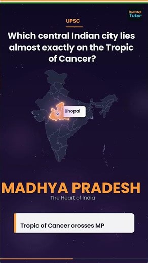 Tropic of Cancer in India Map 🗺️ UPSC Geography Prep #Shorts