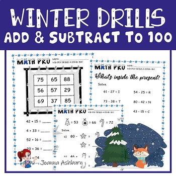 Winter Math Review Activities | Addition and Subtraction within 100 Worksheets