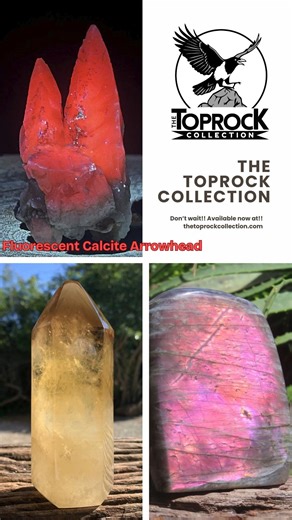 The Toprock Collection on Instagram: "Red Hot Fluorescent, Purple Shimmer & Citrine Shine 💎😍 Blood Red Fluorescent Calcite Arrow Head, Polished Citrine Quartz Point & Purple Flash Labradorite – three absolute stunners that light up any collection. Ethically sourced, one-of-a-kind, ready to ship worldwide – no minimum order. Which one is calling your name? Shop today - Link in bio 🔥 #thetoprockcollection #fluorescentcalcites #labradorite #citrinequartz #CrystalCollectors #MineralMagic #gemston