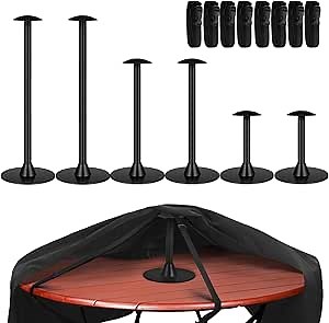 2 Sets Patio Table Cover Support Pole with 8 Straps Adjustable Griddle Cover Support Pole for 12'' / 20'' / 28'' Inch Prevent Water Rain Snow Pooling from Collecting Debris Furniture Covers