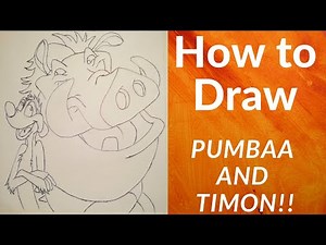 HOW TO DRAW PUMBAA AND TIMON from The Lion King