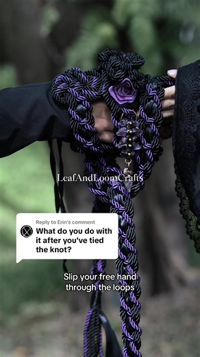 Replying to @Erin This method ensures your handfasting cords turn into a beautiful keepsake knot! ♾️🖤 #handfastingtutorial #tieingtheknot #gothwedding #alternativebride #handfastingceremony