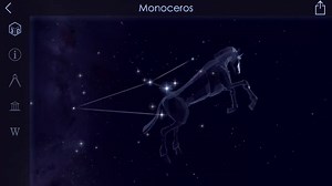 The mythical single-horned beast, the unicorn, is represented by this constellation which was unknown to the ancient Greeks. Monoceros was first depicted in 1612 under the name Monoceros Unicornis on a globe by the Dutch theologian and cartographer Petrus Plancius (this was the same globe on which Camelopardalis, another of his inventions, first appeared). In 1624 the German astronomer Jacob Bartsch depicted it under the name Unicornu (sic) on a star chart in his book Usus Astronomicus Planispha