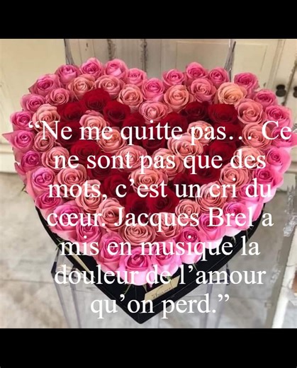 “Il y a des chansons qui traversent le temps sans vieillir… Ne me quitte pas de Jacques Brel en fait partie. Un cri du cœur, une prière d’amour, un chef-d’œuvre intemporel qui bouleverse encore aujourd’hui. 💔 L’émotion pure, signée Brel.” | Adieu le passé,bonjour le présent, et vive l'avenir