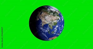 Animated earth rotation, 3d motion on green screen