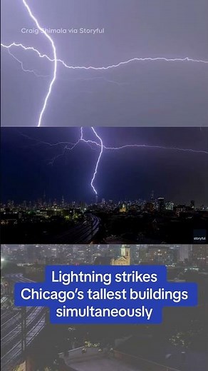 Lightning strikes Chicago's tallest buildings simultaneously