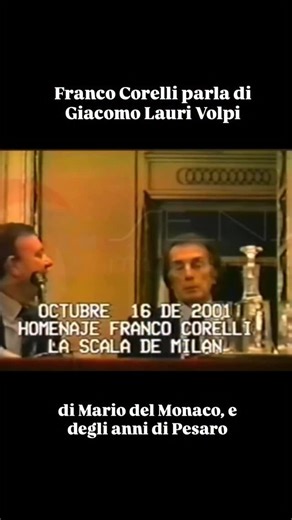 Adam e l’opera 🎶🌹🗡️ on Instagram: "Franco Corelli in questa intervista al teatro alla Scala, del 15/10/2001, risponde alla domanda su quale fosse il suo rapporto con Giacomo Lauri Volpi e dei risultati che ne ha tratto dagli incontri con lui, per la sua voce e carriera. Brevemente Franco dice che c’erano spesso e volentieri degli scontri perché avevano pensieri differenti. Franco si pose la domanda: “se ho cantato tutti questi anni con la mia tecnica ; (Melocchi e con le sue doti vocali) perc