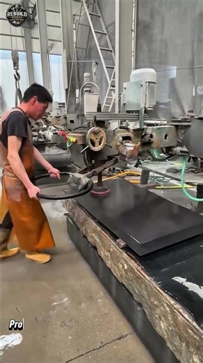 Precision Stone Surface Polishing Process ✨🪨 #Stone #Manufacturing #Polishing