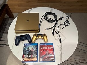 Sony PlayStation 4 Slim Gold Edition Console Bundle   2 Controllers   2 Games  | eBay