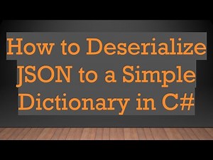 How to Deserialize JSON to a Simple Dictionary in C-