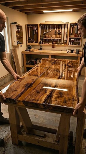 From Raw Wood to Luxury Epoxy Table | Satisfying Custom Build Timelapse #beforeandafter