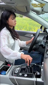 Female Driver in a Manual Car Encounters Another Vehicle on a Narrow Road