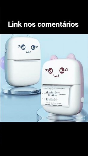 Mini impressora térmica em formato de gatinho. Não usa tinta, somente papel, via bluetooth. #shopee