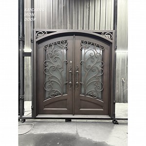 [Hot Item] Modern Wrought Iron Entry Door with Stylish Glass Design Support Customization