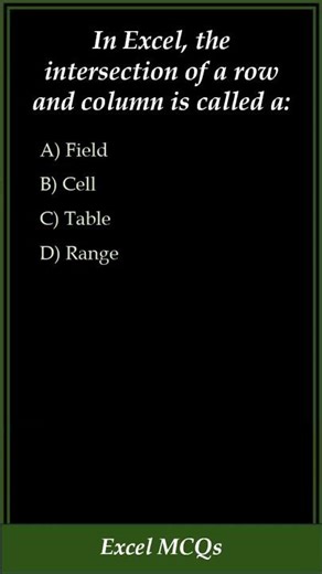 In Excel, the intersection of a row and column is called a: | Test Your Excel Knowledge | #shorts