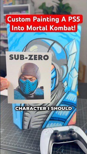 Painting SUBZERO on a PS5 with ONLY Markers! 🥶 #drawing #shorts #mortalkombat