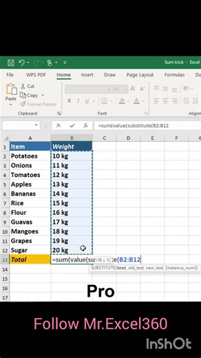 How to use Sum formula along with text in excel | How to Use SUBSTITUTE Formula with Text in Excel |