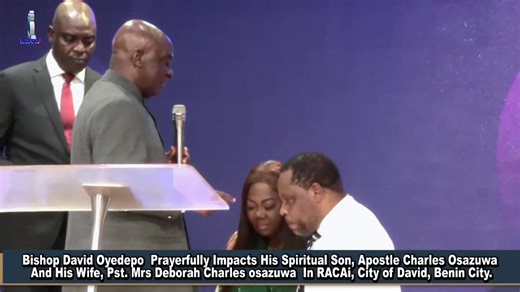 Bishop David oyedepo prayerfully impacts His Spiritual Son, Apostle Charles Osazuwa And His Wife, Pat. Mrs Deborah Charles Osazuwa in Racai City of David at Benin City | GospelLift Channel
