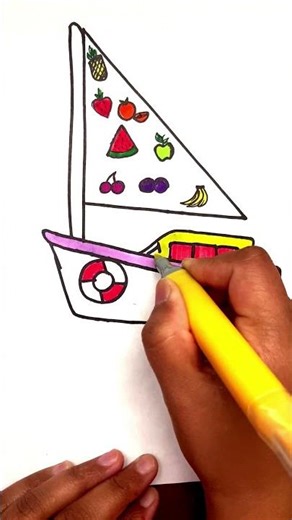 How to Draw a Boat for Kids Step by Step | Easy Boat Drawing #boatdrawing #ytshorts #kids #new