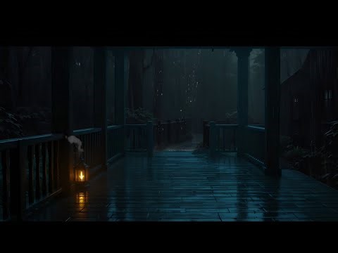 Gentle Rain on Porch Roof at Night | Warm Sleep Sounds