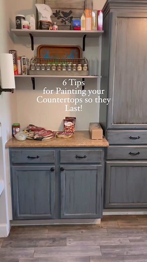 6 Tips for painting your countertops so they last! #fyp #roommakeover #kitchencountertops #paintedcountertops #kitchenremodel #beforeandafter