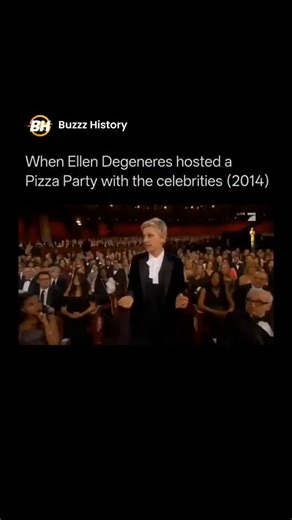 Buzzz History on Instagram: "⚡✨This memorable clip captures a classic moment from the 86th Academy Awards in 2014, hosted by Ellen DeGeneres. It’s widely remembered as one of the most viral Oscars in history, largely because Ellen broke the formal tension of the ceremony with some surprisingly relatable antics. During the 2014 Oscars, Ellen DeGeneres decided to treat the front-row A-listers to a snack. She famously asked the audience who was hungry and then actually ordered Big Mama’s & Papa’s P