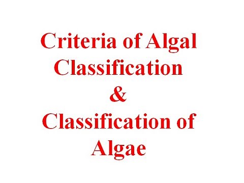 Criteria of algal classification & Classification of algae