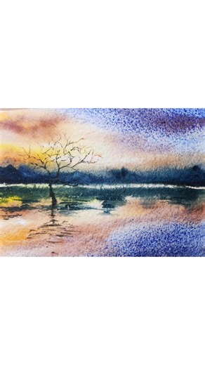 Easy Sunset Watercolor Painting for Beginners 🌅 #painting #beginnerarttips #watercolor