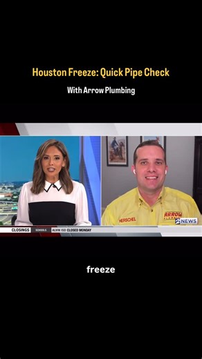Arrow Plumbing was on KPRC 2 Click2Houston with Daniella Guzman talking freeze damage, and since Houston’s already been below freezing for a few days, here’s your quick checklist. Signs a pipe may be frozen: • Low or no water flow • Frost or “sweating” on a pipe • Bulging pipe or odd smells How to safely defrost: • Keep the faucet slightly open • Use a hair dryer, heating pad, or warm towels • Start near the faucet and work toward the frozen spot • No open flame, ever If you see a leak, shut off