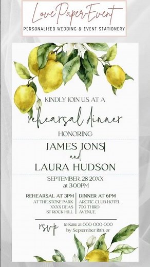 Send Rehearsal Dinner Invites in 5 Minutes! 🍋 Digital Template Hack #lovepaperevent #collectionmisc