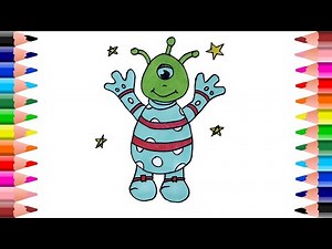Alien coloring pages – How to draw Alien – Coloring videos for kids