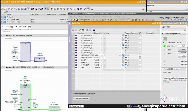 Programación en PLC de Estacionamiento: Contadores y Comparadores