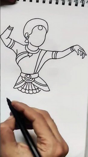 Quick simple and easy drawing of a beautiful Bharatnatyam dancer / Classical Indian dancer drawing