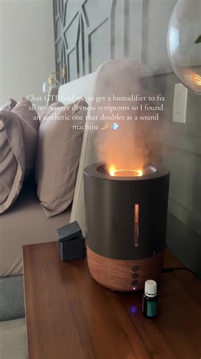 It’s not uncommon for humidity to drop 20% or more and can contribute to so much dryness!! This humidifier from homedics is so beautiful and has 3 mist settings, light fuctions and doubles as a sound machine for the most peaceful sleep!! #humidifier