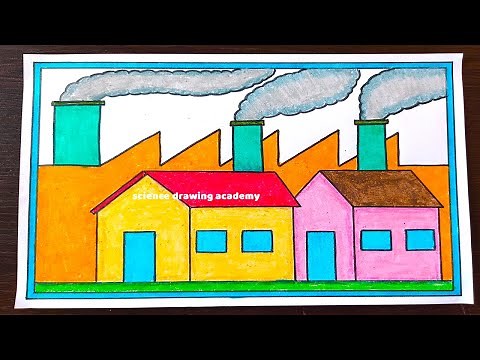 factory air pollution drawing in simple and easy steps | diy | science drawing academy