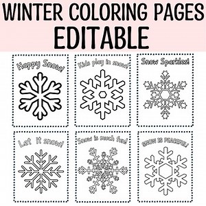 Printable Winter Snowflakes Coloring Worksheets, Editable Coloring Pages