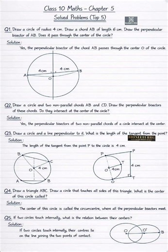 Class 10 Maths Top 5 Questions From Each Chapter With Solution NCERT