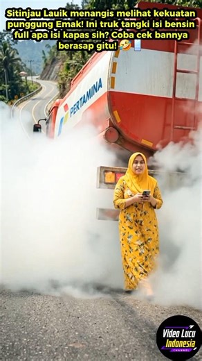 Video Lucu Indonesia: Rem Blong, Truk Tangki Ditahan Punggung Emak Santuy! 🤣🔥 #videolucuindonesia