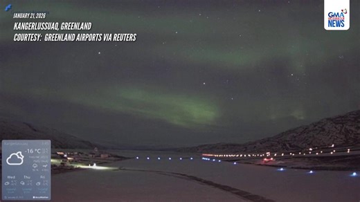 AURORA BOREALIS OVER GREENLAND 🌌 A camera at Kangerlussuaq airport in western Greenland captured a dazzling display of Aurora Borealis, or “northern lights”, over the night sky in the early hours of Wednesday, January 21. The sky was seen illuminated by green lights for at least an hour. The phenomenon is caused by solar storms emitting high-speed charged particles colliding with gases in Earth’s atmosphere. The most common colour seen during this display is green, although other colours such a